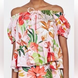 NWOT Zara floral linen top - off the shoulder